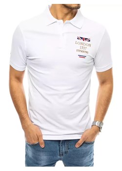 Koszulka polo z haftem biała Dstreet PX0436 ze sklepu DSTREET.PL w kategorii T-shirty męskie - zdjęcie 176363947