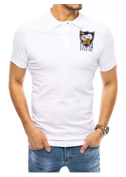 Koszulka polo z haftem biała Dstreet PX0392 ze sklepu DSTREET.PL w kategorii T-shirty męskie - zdjęcie 176363988