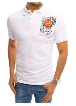 Koszulka polo z nadrukiem biała Dstreet PX0370 ze sklepu DSTREET.PL w kategorii T-shirty męskie - zdjęcie 176364076