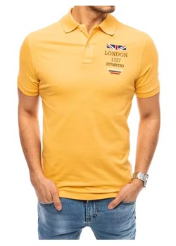 Koszulka polo z haftem żółta Dstreet PX0435 ze sklepu DSTREET.PL w kategorii T-shirty męskie - zdjęcie 176364189