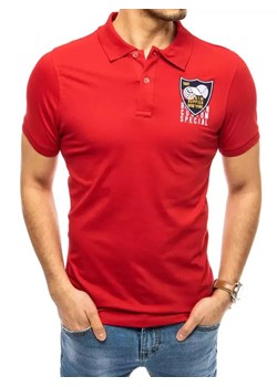 Koszulka polo z haftem czerwona Dstreet PX0390 ze sklepu DSTREET.PL w kategorii T-shirty męskie - zdjęcie 176364669