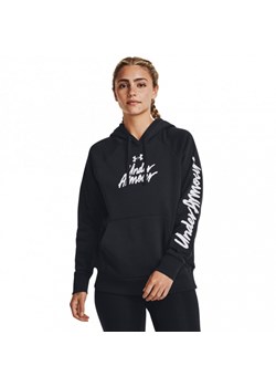 Damska bluza dresowa nierozpinana z kapturem Under Armour UA Rival Fleece Graphic Hdy - czarna ze sklepu Sportstylestory.com w kategorii Bluzy damskie - zdjęcie 176369748