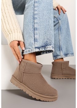 Ciemnobeżowe Płaskie Klasyczne Śniegowce z Ociepleniem Emiriellea ze sklepu born2be.pl w kategorii Śniegowce damskie - zdjęcie 176371565