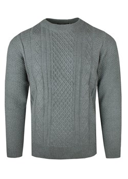 Męski Sweter z Dzianiny Bawełnianej (Knit) - Adriano Guinari - Popielaty SWADGAW24grubyB38u ze sklepu JegoSzafa.pl w kategorii Swetry męskie - zdjęcie 176386059