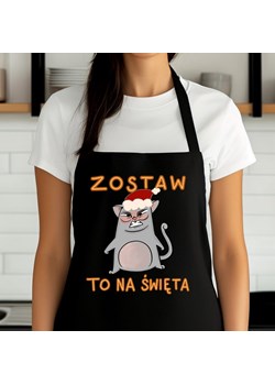 ŚMIESZNY ŚWIĄTECZNY FARTUCH ZOSTAW TO NA ŚWIĘTA Z KOTEM ze sklepu Time For Fashion w kategorii Fartuchy kuchenne - zdjęcie 176386218