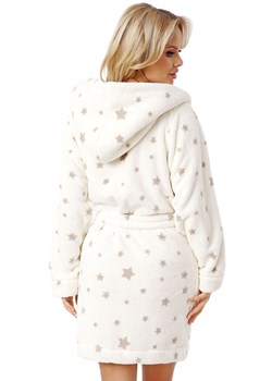 Ciepły szlafrok damski w gwiazdki 102, Kolor ecru-wzór, Rozmiar XS/S, Donna ze sklepu Intymna w kategorii Szlafroki damskie - zdjęcie 176389365
