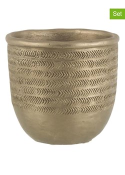 J Line Osłonki (2 szt.) w kolorze złoto-zielonym na doniczkę - wys. 12,5 x Ø14,5 cm ze sklepu Limango Polska w kategorii Doniczki i osłonki - zdjęcie 176400559