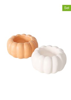 Boltze Świeczniki (2 szt.) &quot;Pumpky&quot; w kolorze biało-pomarańczowym - wys. 4 x Ø 8 cm ze sklepu Limango Polska w kategorii Świeczniki - zdjęcie 176405905
