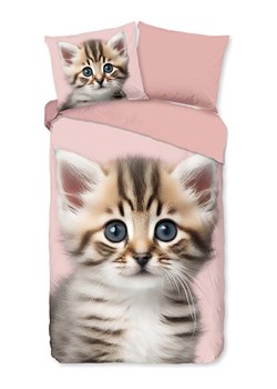Good Morning Komplet pościeli flanelowej &quot;Meow&quot; w kolorze jasnobrązowo-jasnoróżowym ze sklepu Limango Polska w kategorii Pościel dziecięca - zdjęcie 176407177