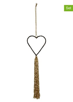 Kersten Dekoracyjne zawieszki (4 szt.) &quot;Heart&quot; w kolorze czarno-złotym - 23 x 8  cm ze sklepu Limango Polska w kategorii Dekoracje bożonarodzeniowe - zdjęcie 176409976