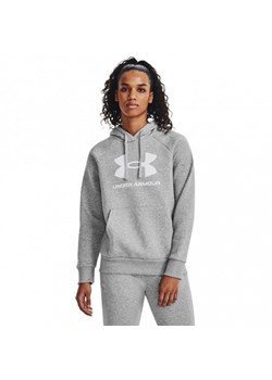 Damska bluza dresowa nierozpinana z kapturem Under Armour UA Rival Fleece Big Logo Hdy - szara ze sklepu Sportstylestory.com w kategorii Bluzy damskie - zdjęcie 176417929