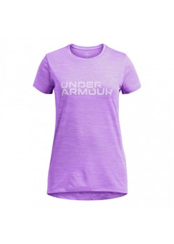 Dziewczęca koszulka treningowa Under Armour UA Tech™ Twist Wordmark Logo - fioltowa ze sklepu Sportstylestory.com w kategorii Bluzki dziewczęce - zdjęcie 176421316