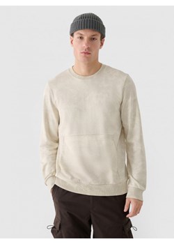 Męska bluza dresowa nierozpinana bez kaptura 4F 4FRAW24TSWSM2052 - beżowa ze sklepu Sportstylestory.com w kategorii Bluzy męskie - zdjęcie 176424497