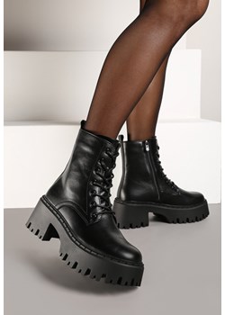 Czarne Botki Workery na Platformie Afarena ze sklepu born2be.pl w kategorii Workery damskie - zdjęcie 176430295