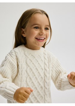 Reserved - Sweter z ozdobnym splotem - złamana biel ze sklepu Reserved w kategorii Swetry damskie - zdjęcie 176436555