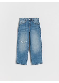 Reserved - Jeansy wide leg z rozdarciami - niebieski ze sklepu Reserved w kategorii Spodnie dziewczęce - zdjęcie 176436887