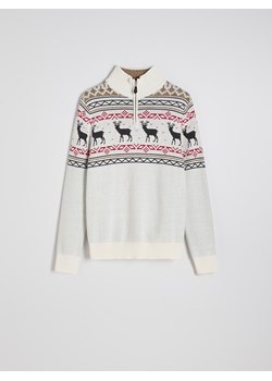 Reserved - Sweter z rozpinanym golfem - złamana biel ze sklepu Reserved w kategorii Swetry męskie - zdjęcie 176443045