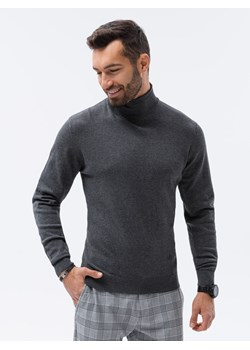Sweter męski z golfem - grafitowy V2 E179 ze sklepu ombre w kategorii Swetry męskie - zdjęcie 176443759