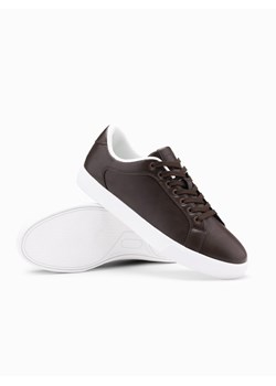 Męskie klasyczne buty sneakersy z wysoką podeszwą – ciemnobrązowe V2 OM-FOCS-0165 ze sklepu ombre w kategorii Buty sportowe męskie - zdjęcie 176443978