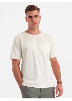 Męski t-shirt z kieszonką LOOSE FIT – biały V8 OM-TSCT-0171 ze sklepu ombre w kategorii T-shirty męskie - zdjęcie 176444069