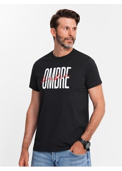 Męska koszulka bawełniana z podwójnym logotypem – czarna V2 OM-TSPT-0210 ze sklepu ombre w kategorii T-shirty męskie - zdjęcie 176444926