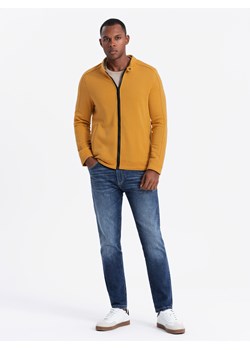 Bluza męska rozpinana ze stójką - żółta V4 OM-SSZP-22FW-005 ze sklepu ombre w kategorii Bluzy męskie - zdjęcie 176445065