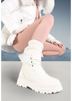 Białe Traperki Sznurowane Trapery Jette ze sklepu born2be.pl w kategorii Workery damskie - zdjęcie 176471508