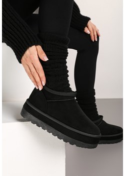 Czarne Śniegowce Vices z Krótką Cholewką Ocieplone Futerkiem Grelfedi ze sklepu born2be.pl w kategorii Śniegowce damskie - zdjęcie 176471637