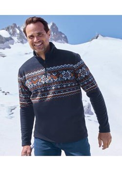 Sweter z mikropolaru z suwakiem i w żakardowe motywy ze sklepu Atlas For Men w kategorii Swetry męskie - zdjęcie 176536616