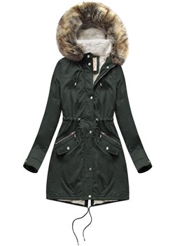 Kurtka damska typu parka na misiu z kapturem army (7602BIG) ze sklepu goodlookin.pl w kategorii Parki damskie - zdjęcie 176539538