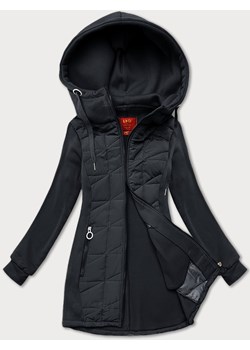 Rozpinana bluza damska z łączonych materiałów LHD grafitowa (AMG-165) ze sklepu goodlookin.pl w kategorii Bluzy damskie - zdjęcie 176539818