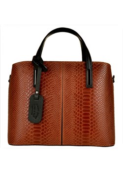 Borse in pelle torebka skórzana kuferek wzór wężowej skóry koniak ze sklepu melon.pl w kategorii Kuferki - zdjęcie 176540175
