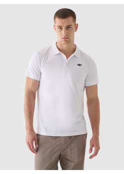 Męska koszulka polo 4F 4FWMM00TPTSM367 - biała ze sklepu Sportstylestory.com w kategorii T-shirty męskie - zdjęcie 176554257