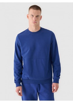 Męska bluza dresowa nierozpinana bez kaptura 4F 4FRAW24TSWSM2051 - niebieska ze sklepu Sportstylestory.com w kategorii Bluzy męskie - zdjęcie 176554745
