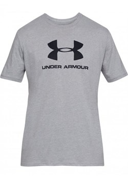 Męski t-shirt z nadrukiem UNDER ARMOUR SPORTSTYLE LOGO SS - szary ze sklepu Sportstylestory.com w kategorii T-shirty męskie - zdjęcie 176555138