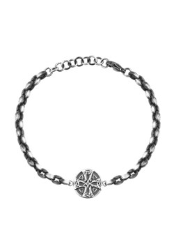 Męska bransoletka z celtyckim krzyżem na szarym przecieranym łańcuchu biżuteria w stylu celtyckim ze sklepu manoki.pl w kategorii Bransolety - zdjęcie 176560955