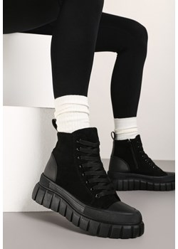 Czarne Sznurowane Botki na Platformie Novita ze sklepu born2be.pl w kategorii Botki - zdjęcie 176561419