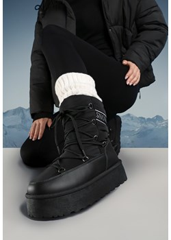 Czarne Śniegowce na Platformie z Wiązaniem Bizzanti ze sklepu born2be.pl w kategorii Śniegowce damskie - zdjęcie 176561495