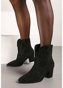 Czarne Botki Kowbojki Vices na Obcasie Florefedi ze sklepu born2be.pl w kategorii Botki - zdjęcie 176562129
