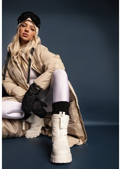 Beżowe Śniegowce z Pikowaną Cholewką i Suwakiem Desmoria ze sklepu renee.pl w kategorii Śniegowce damskie - zdjęcie 176562495