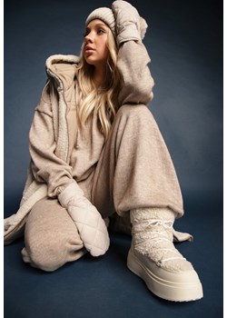 Beżowe Śniegowce Vices na Platformie ze Sznurowaniem i Futerkiem Nomicea ze sklepu renee.pl w kategorii Śniegowce damskie - zdjęcie 176563015