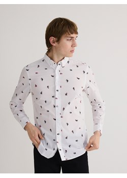 Reserved - Bawełniana koszula slim fit - złamana biel ze sklepu Reserved w kategorii Koszule męskie - zdjęcie 176564049