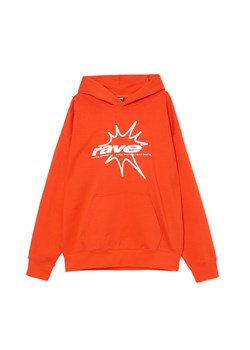 Cropp - Pomarańczowa bluza hoddie i nadrukiem UNISEX - pomarańczowy ze sklepu Cropp w kategorii Bluzy damskie - zdjęcie 176575278