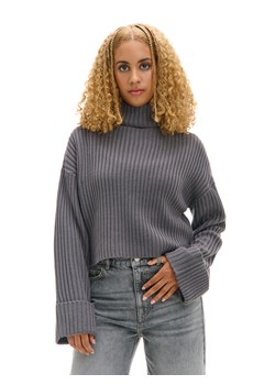 Cropp - Jesienny sweter oversize z golfem - szary ze sklepu Cropp w kategorii Swetry damskie - zdjęcie 176576808