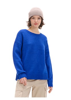 Cropp - Niebieski gładki sweter - niebieski ze sklepu Cropp w kategorii Swetry damskie - zdjęcie 176576897