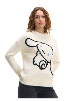 Cropp - Sweter z nadrukiem Cinnamoroll - biały ze sklepu Cropp w kategorii Swetry damskie - zdjęcie 176576958