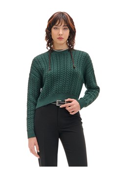 Cropp - Zielony sweter z warkoczowym splotem - zielony ze sklepu Cropp w kategorii Swetry damskie - zdjęcie 176577027