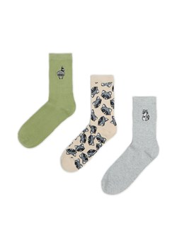 Cropp - 3 pack skarpet z szopem praczem - jasny szary ze sklepu Cropp w kategorii Skarpetki damskie - zdjęcie 176577925