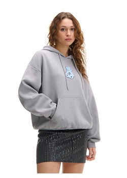 Cropp - Bluza hoodie z aplikacją misia - jasny szary ze sklepu Cropp w kategorii Bluzy damskie - zdjęcie 176579607
