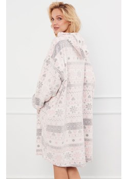 Ciepła kocobluza damska z kapturem Puri, Kolor ecru-szary, Rozmiar uniwersalny, Italian Fashion ze sklepu Primodo w kategorii Szlafroki damskie - zdjęcie 176583685